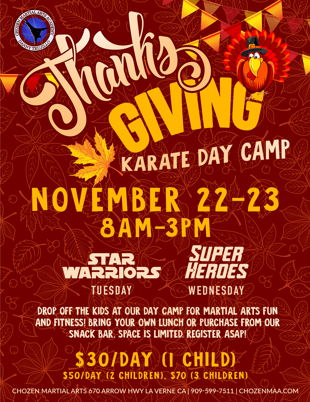 Thanksgiving Day Camp 2022 Chozen Martial Arts Academy